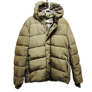 Womens Olive Green Hooded Puffer Jacket Size Medium